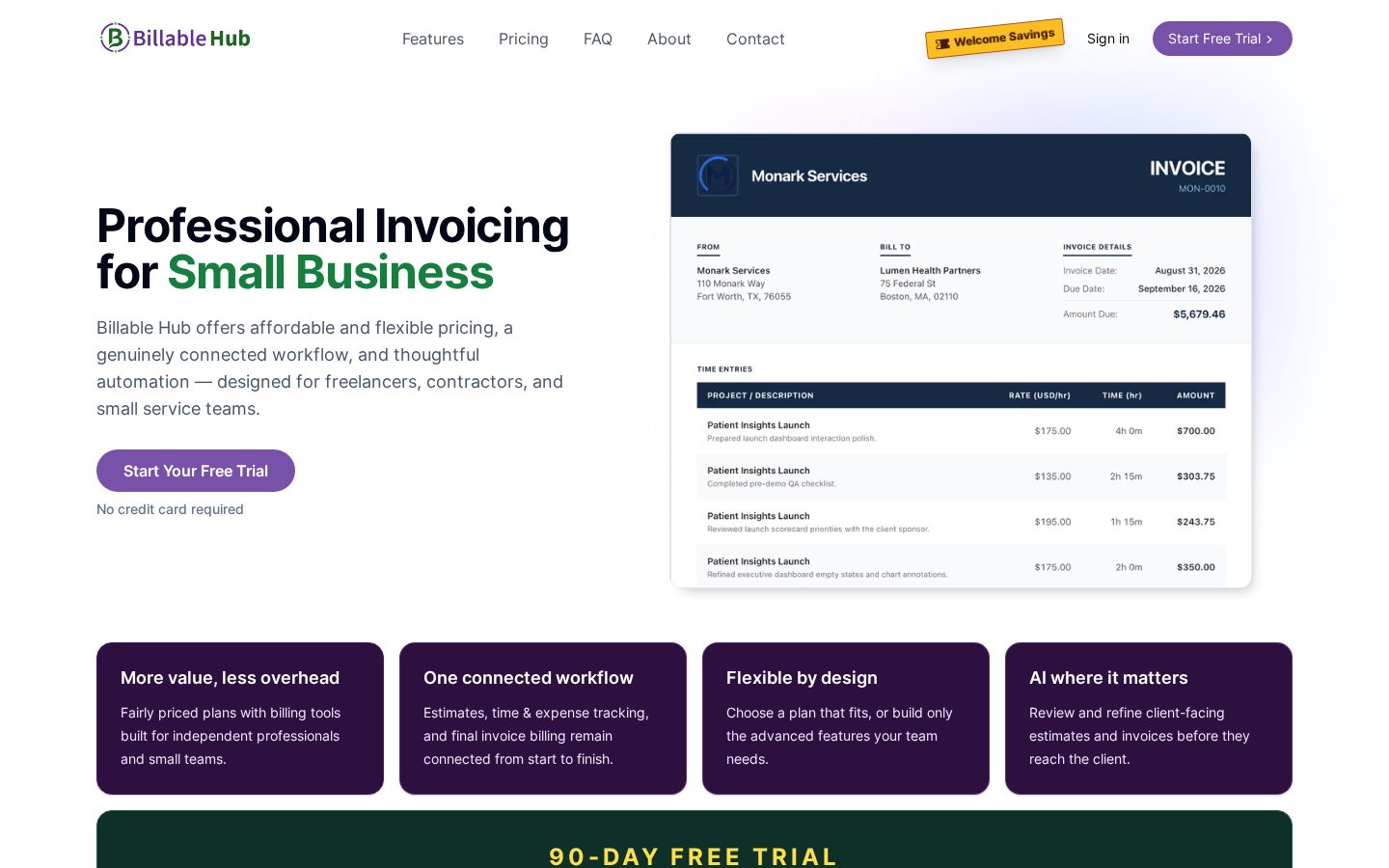 Billable Hub Homepage