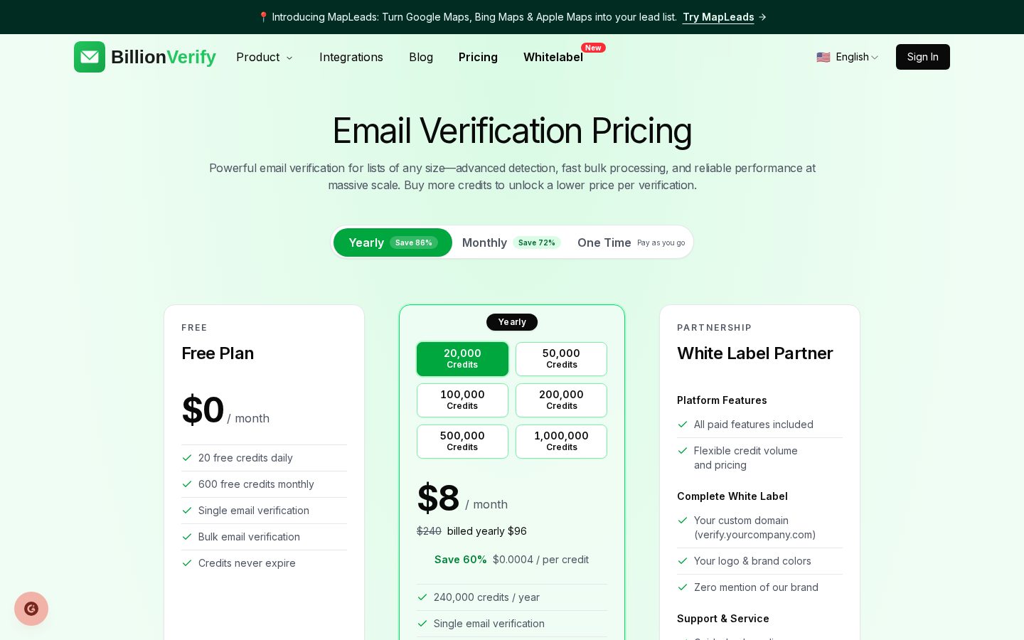 BillionVerify Pricing