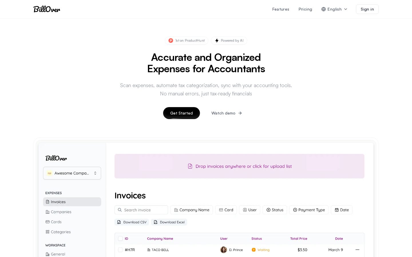BillOver Homepage
