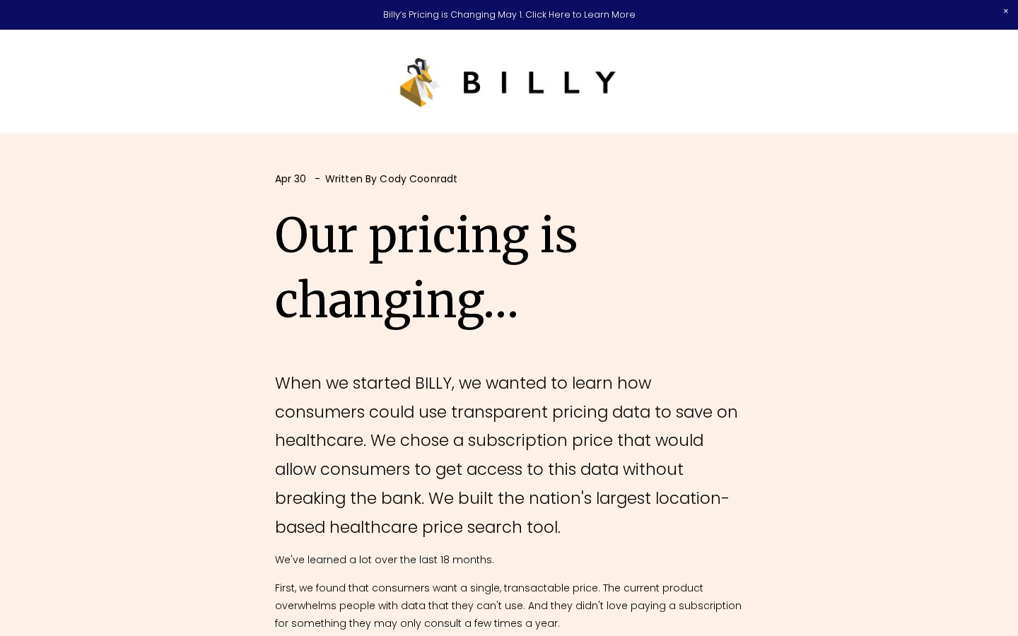 Billy Pricing