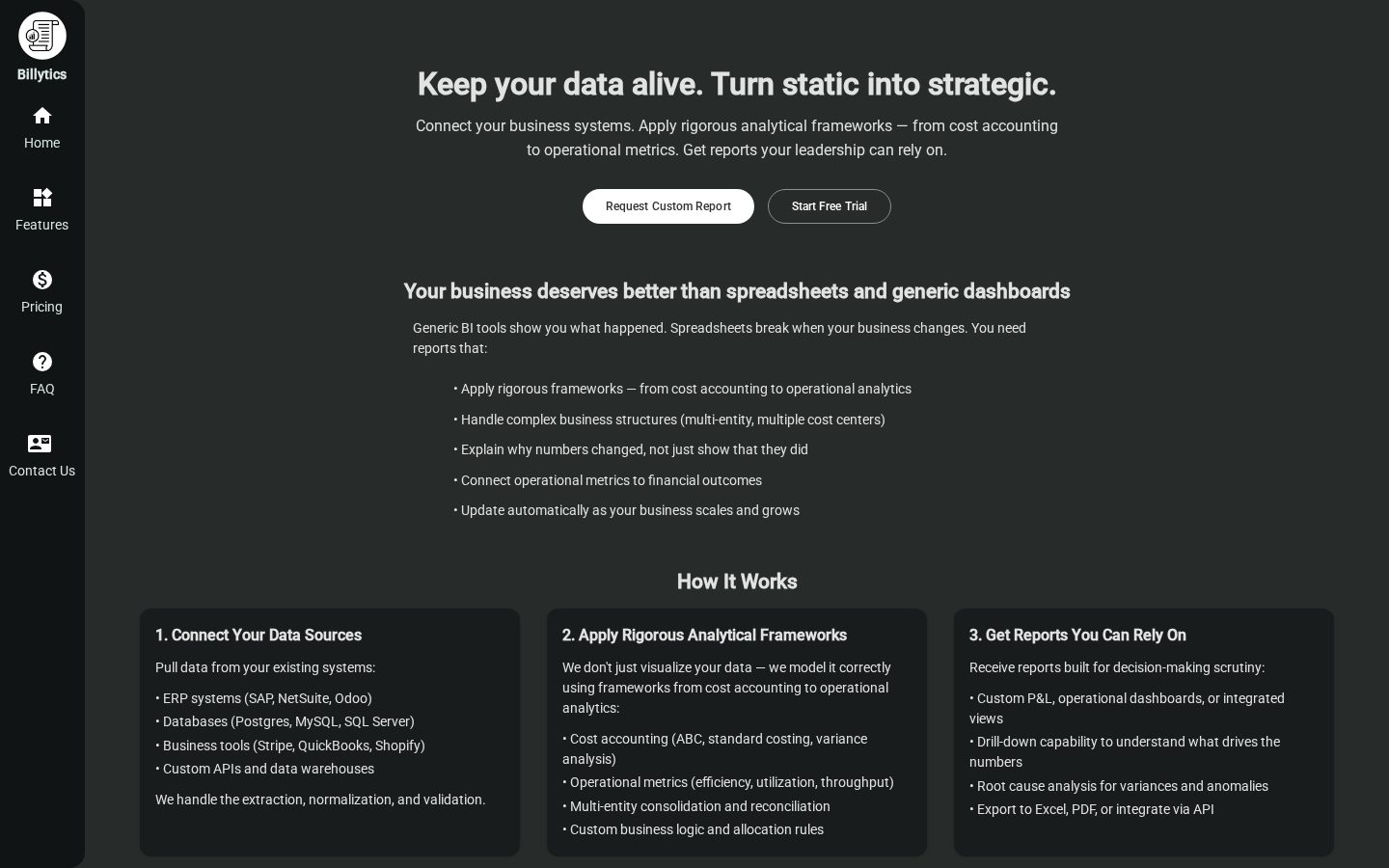Billytics Homepage