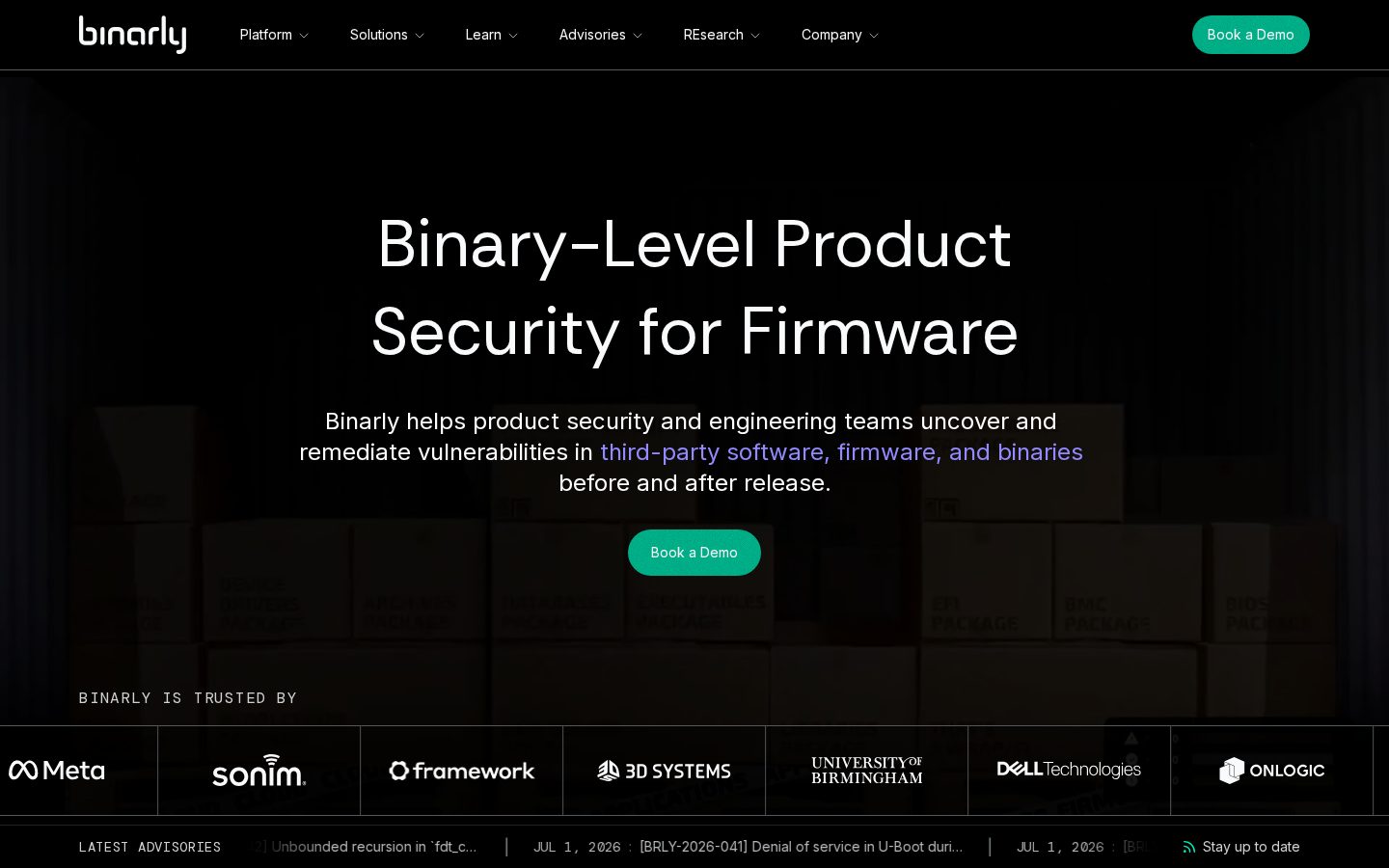 Binarly Homepage