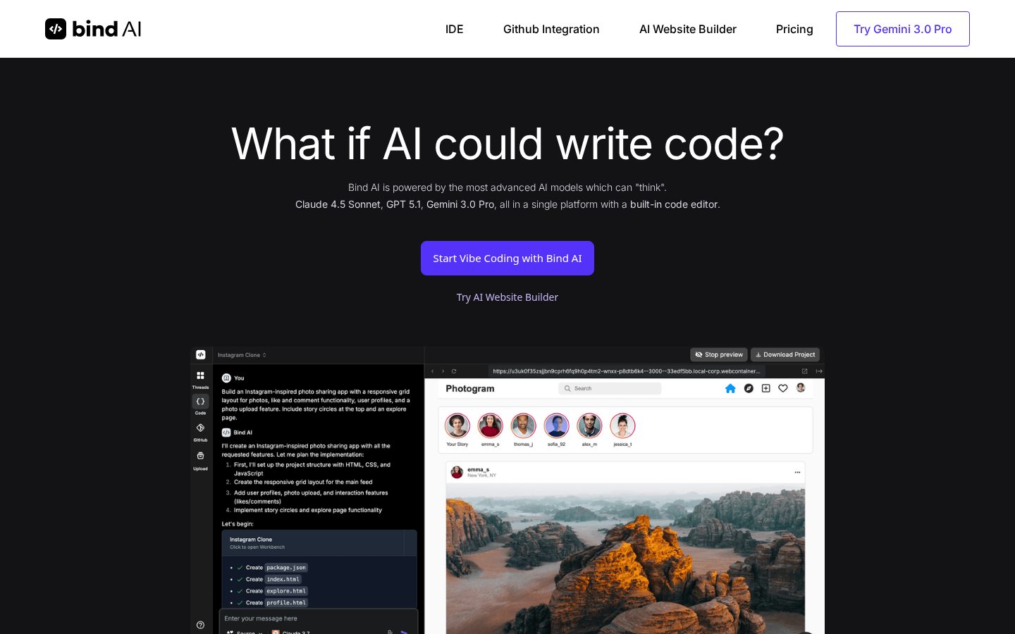 Bind AI Homepage