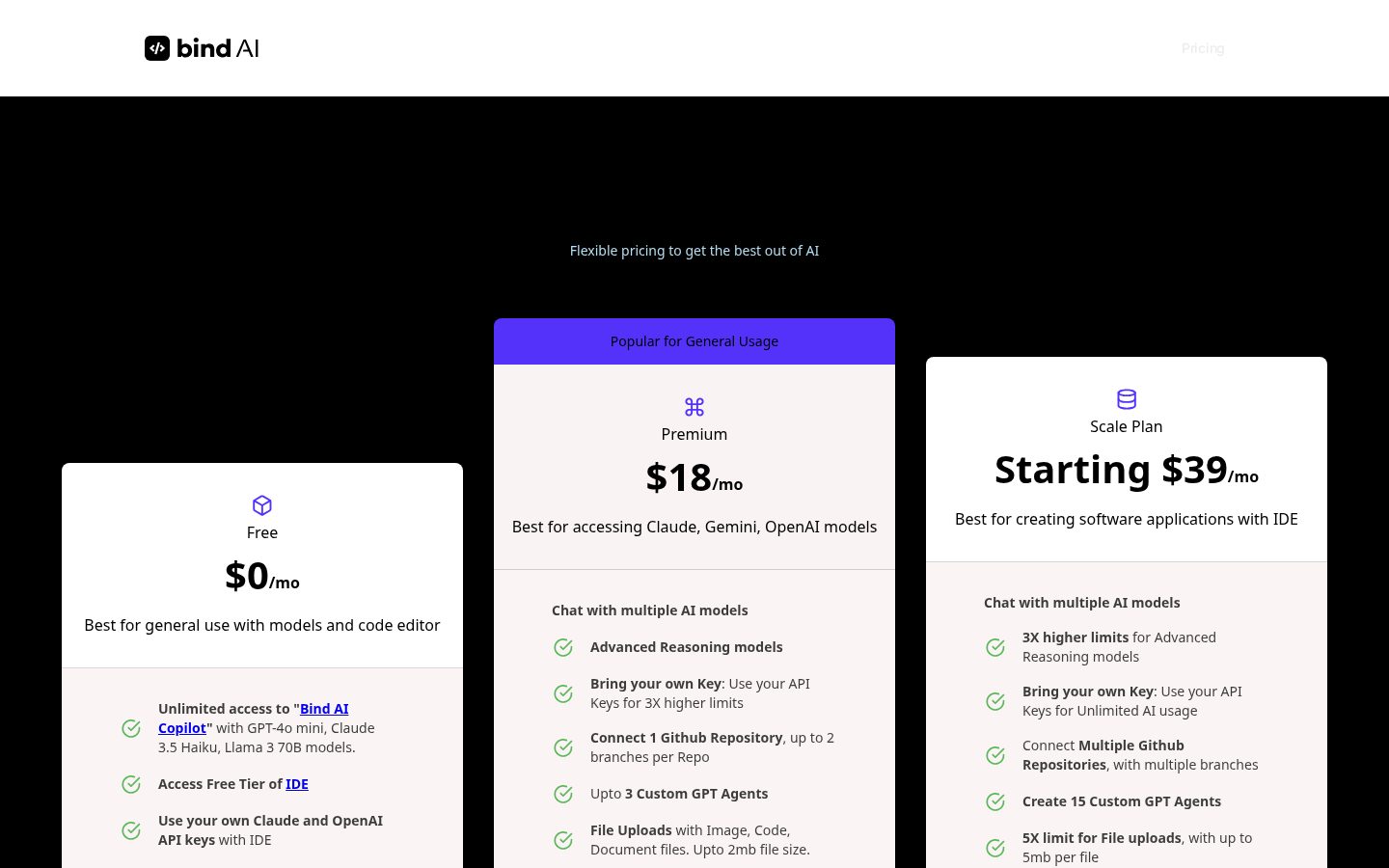 Bind AI Pricing