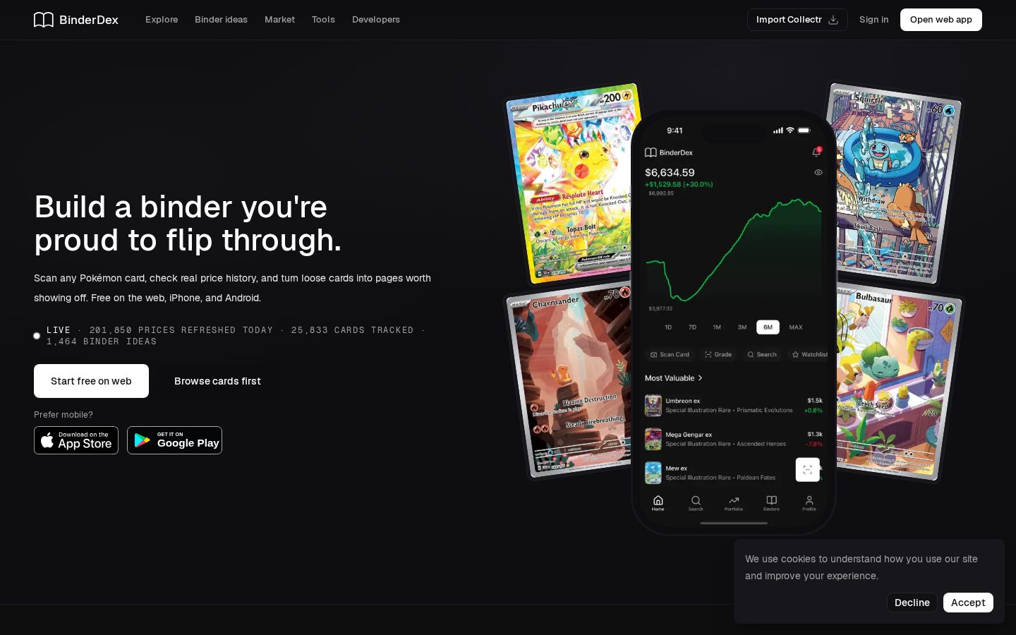 Binderdex Homepage