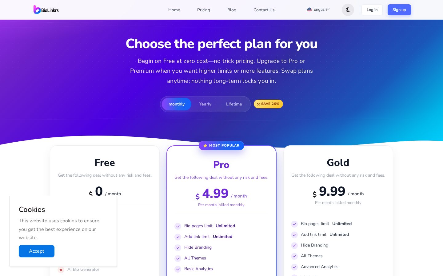 BioLinkrs Pricing