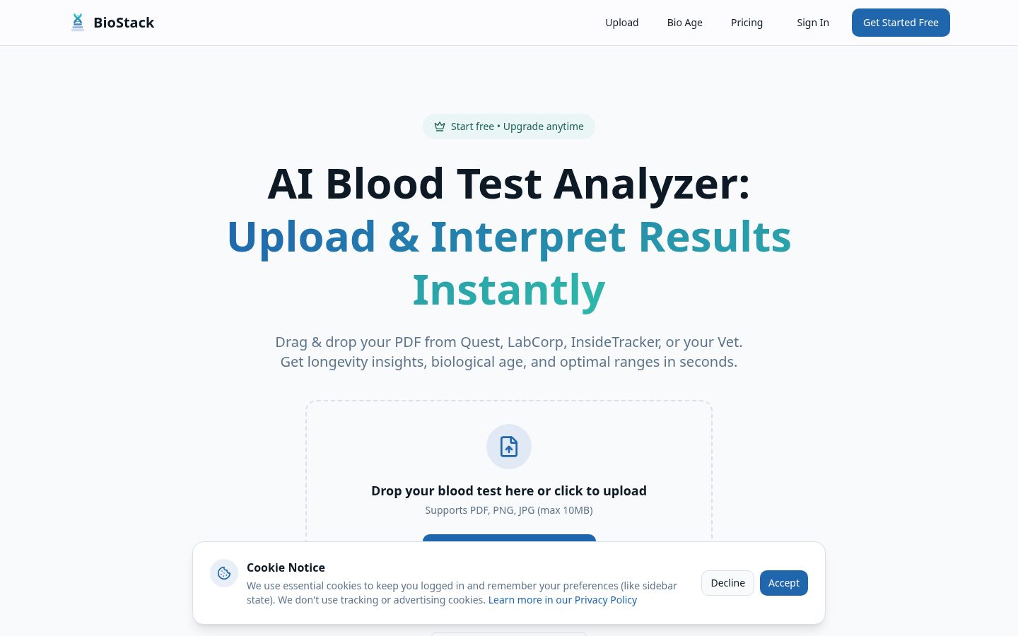 BioStack.app Homepage