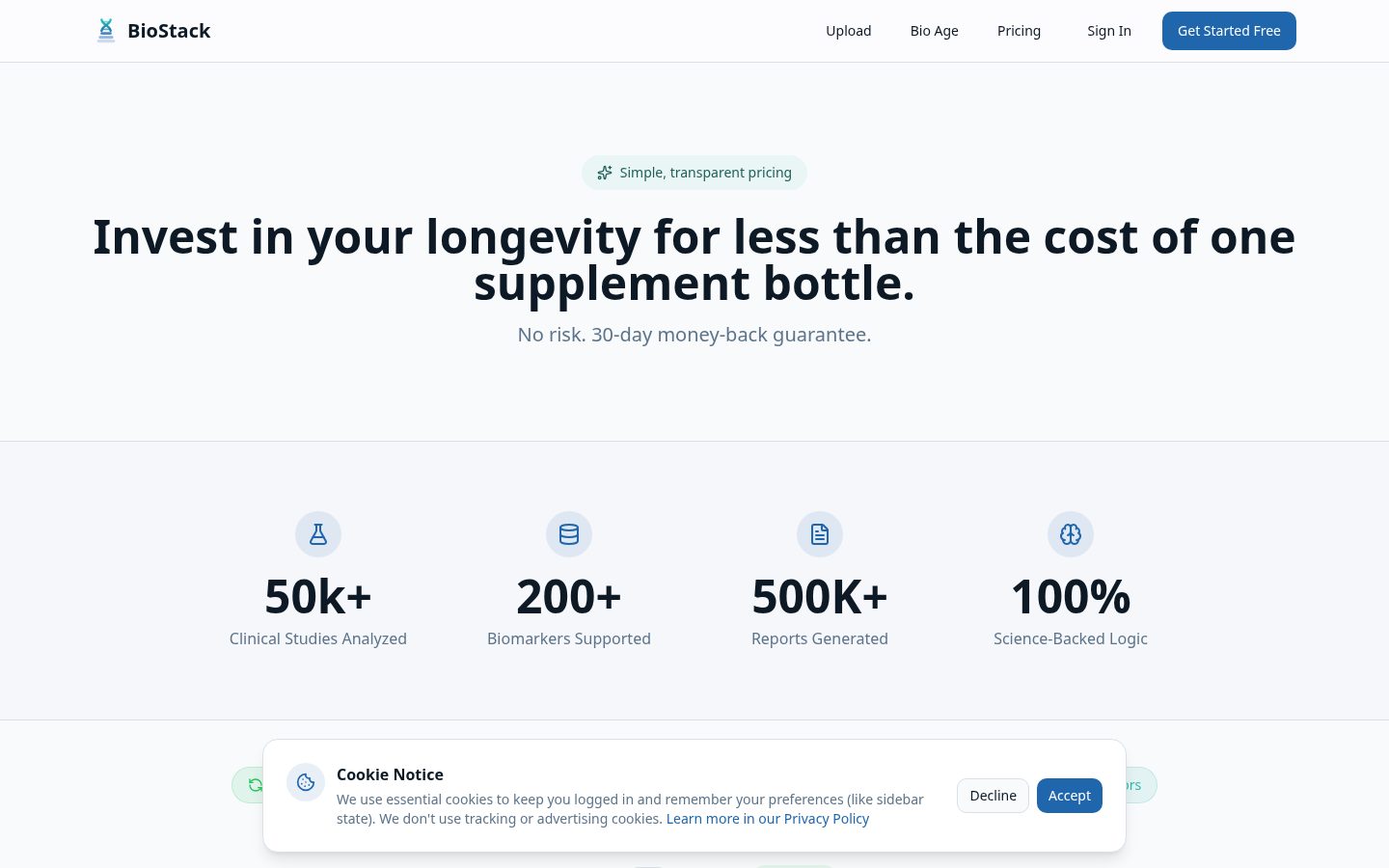 BioStack.app Pricing