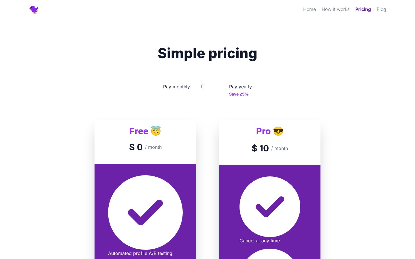 Birdy Pricing