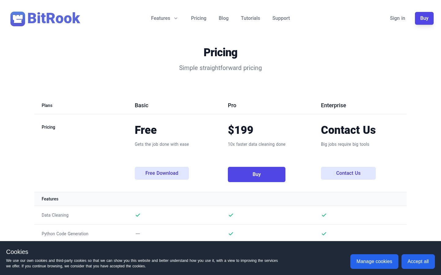 BitRook Pricing