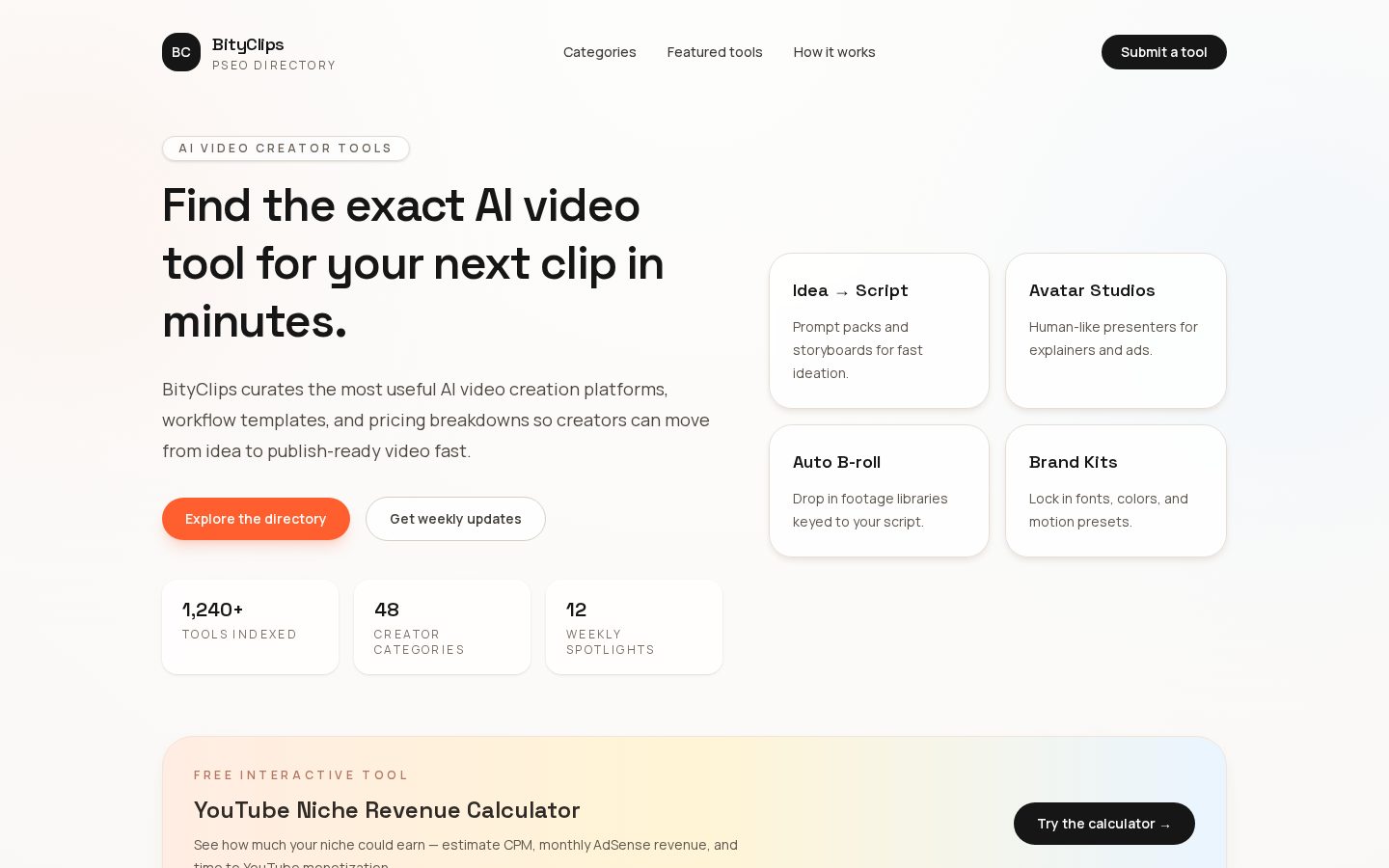 BityClips Homepage