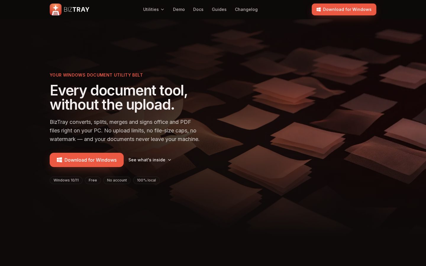 Biz Tray Homepage
