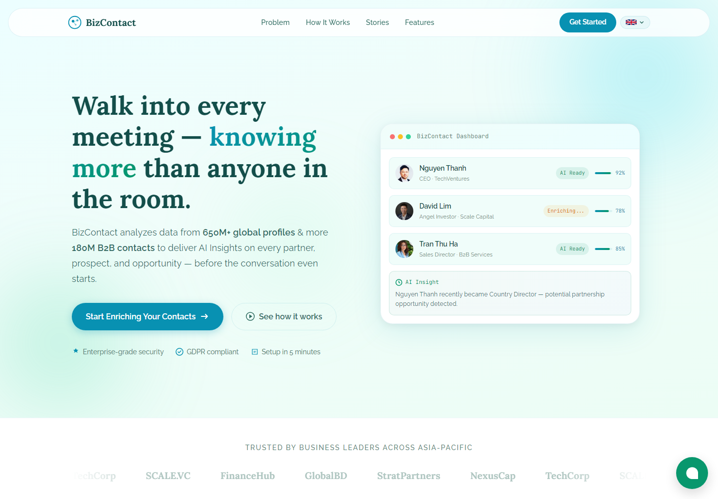 BizContact homepage
