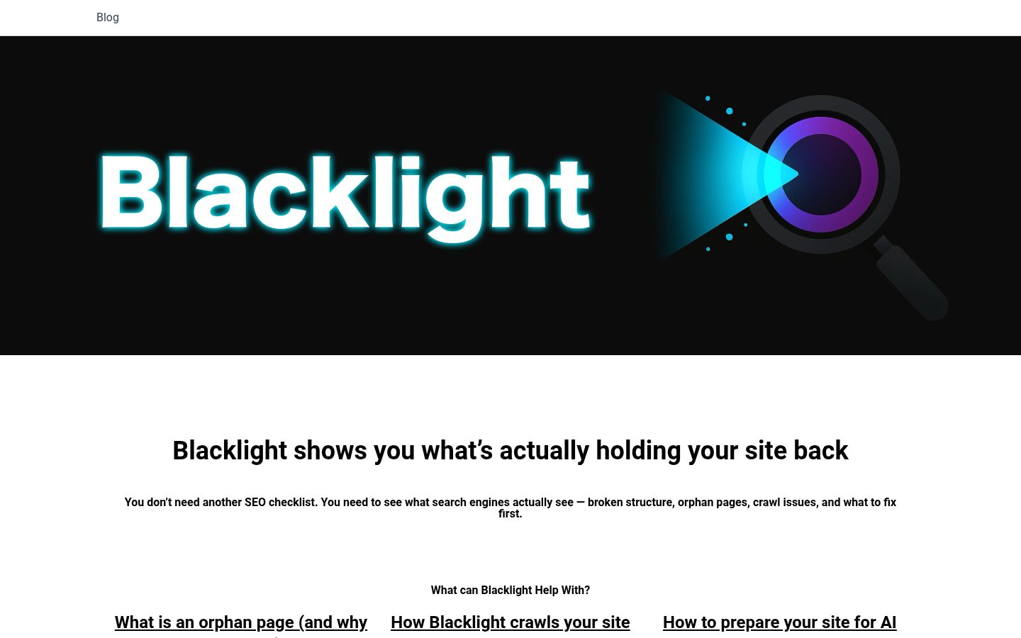 Blacklight SEO Suite Homepage