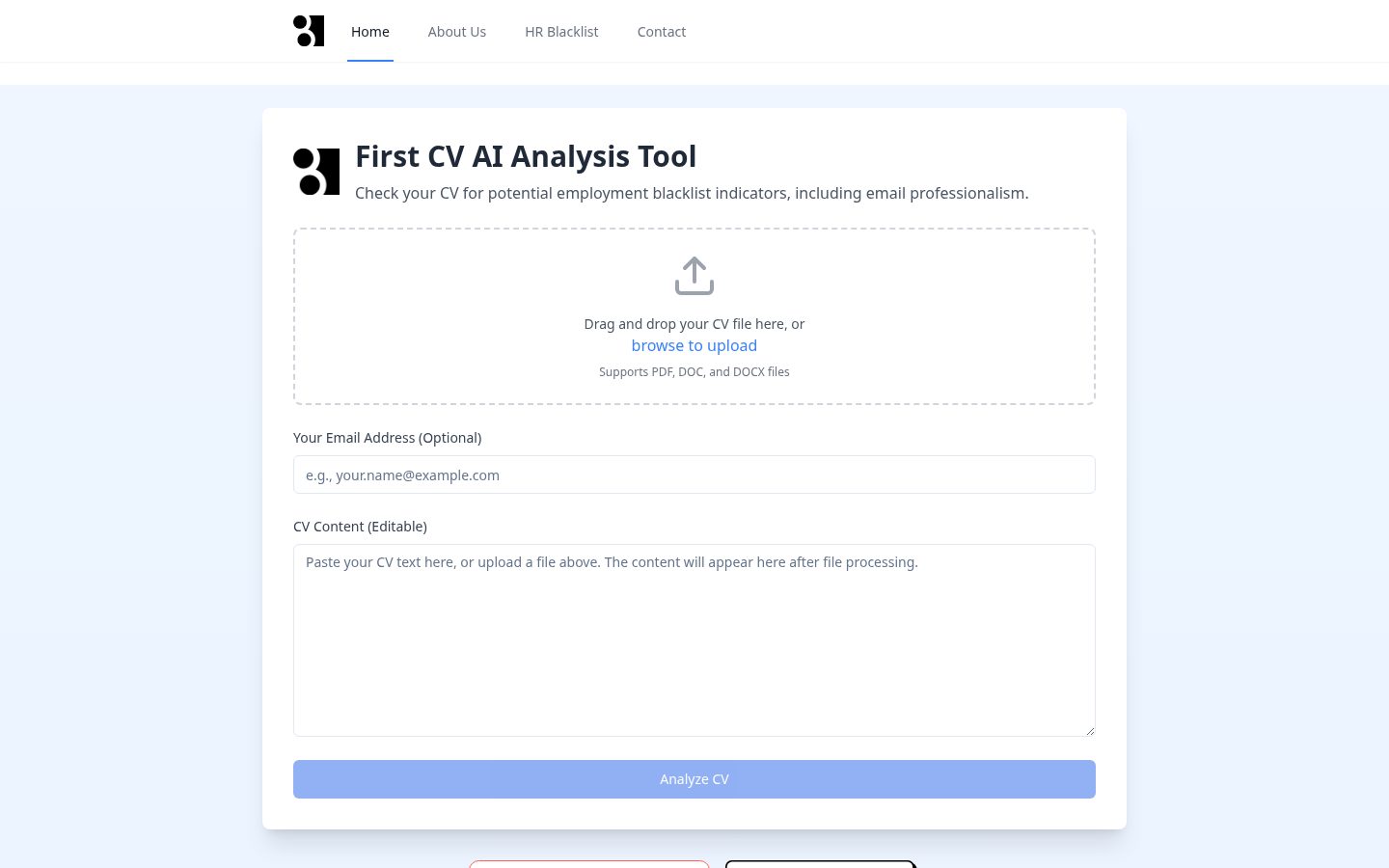 Blacklisted CV Check Homepage