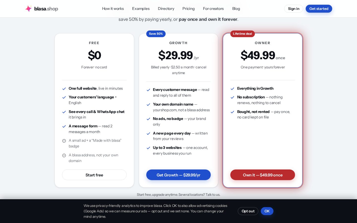 Blasa Pricing