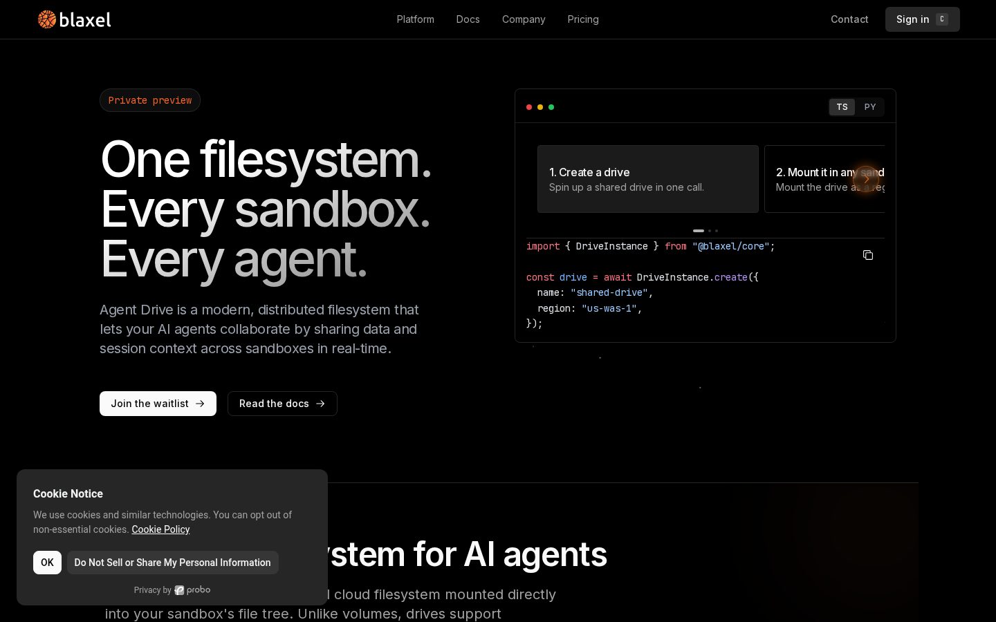 Blaxel Agent Drive Homepage
