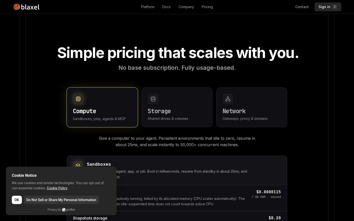 Blaxel Agent Drive Pricing