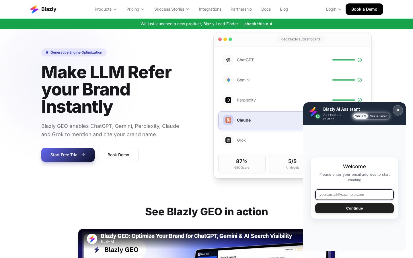 Blazly GEO Homepage