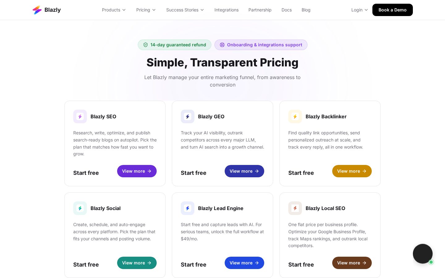 Blazly SEO Pricing