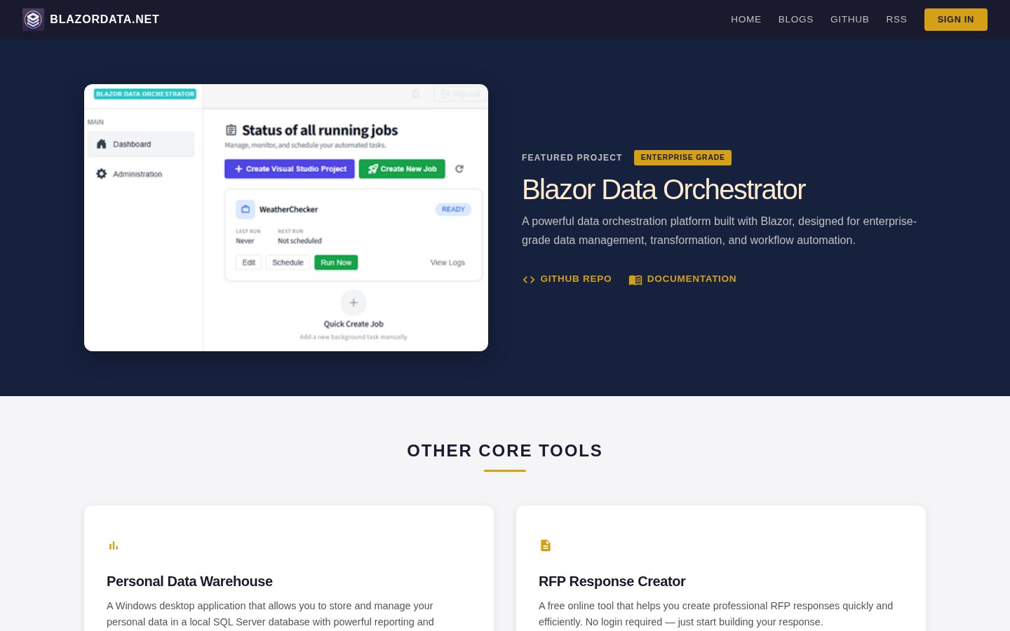 BlazorData Homepage