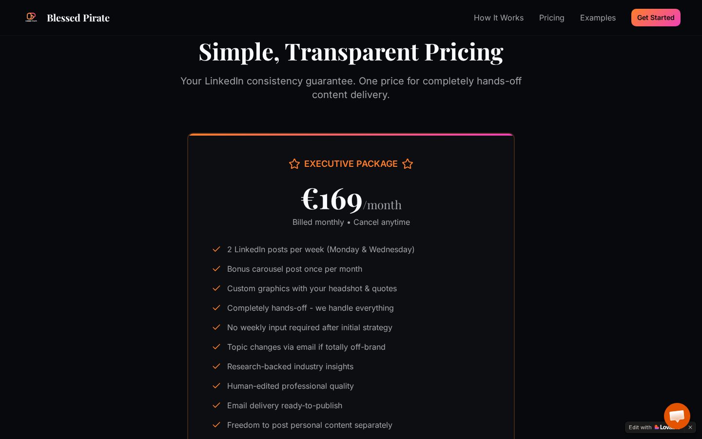Blessed Pirate Pricing