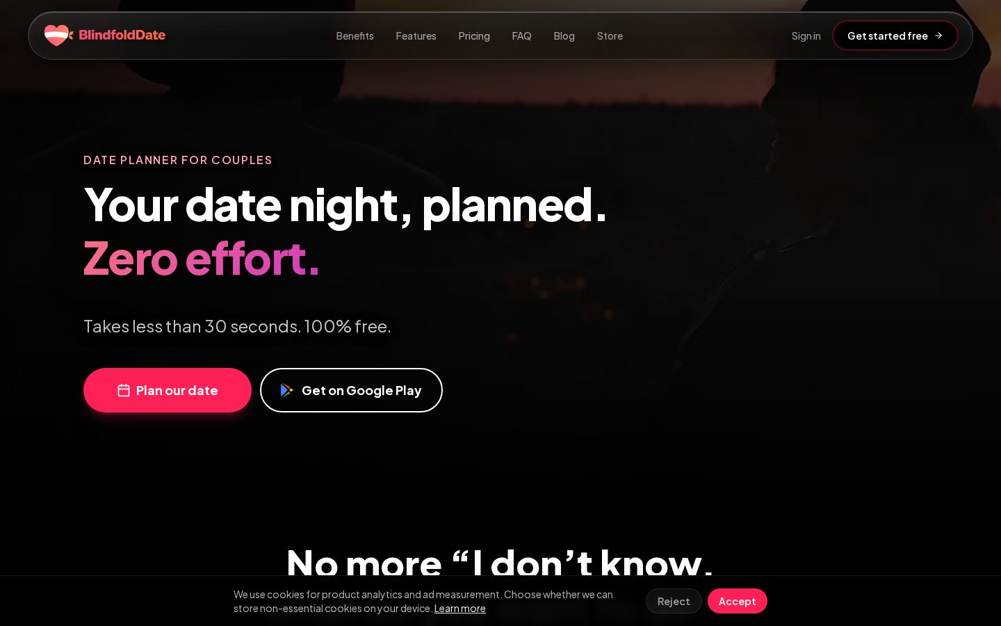 BlindfoldDate Homepage