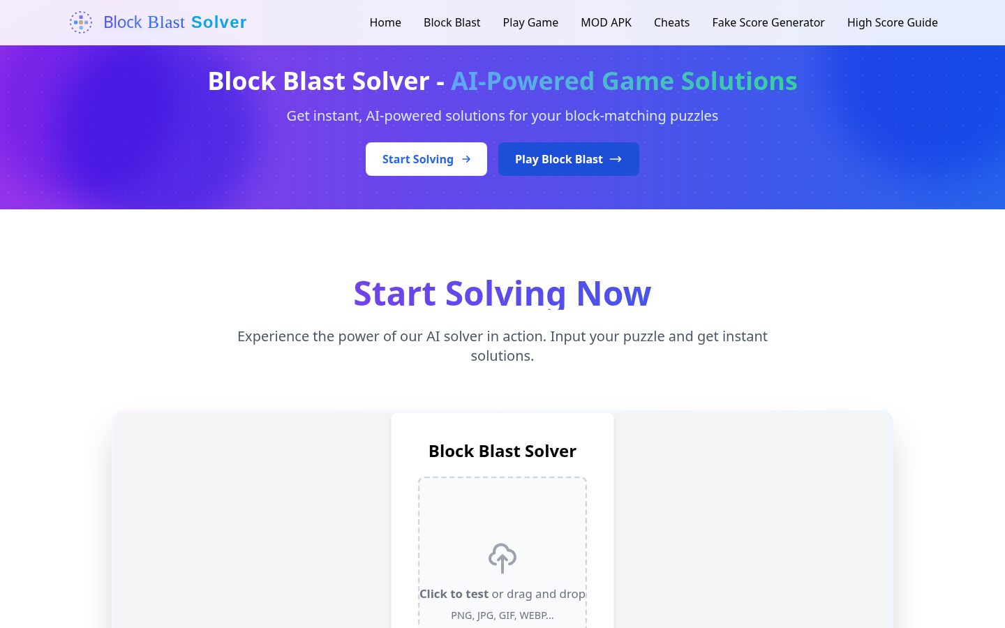 Bloak Blast Solver Homepage