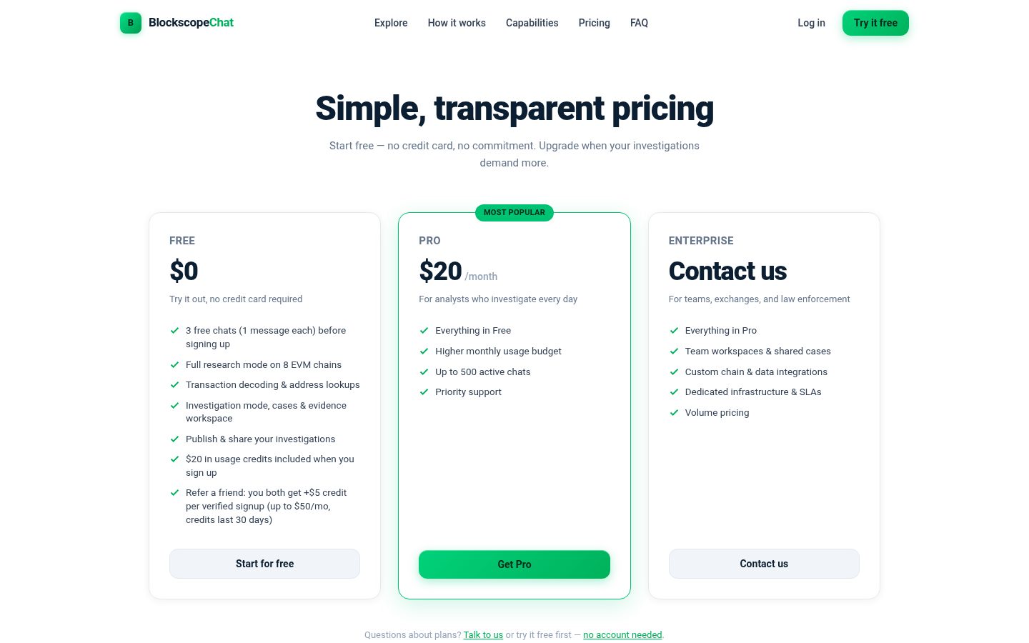 BlockscopeChat Pricing