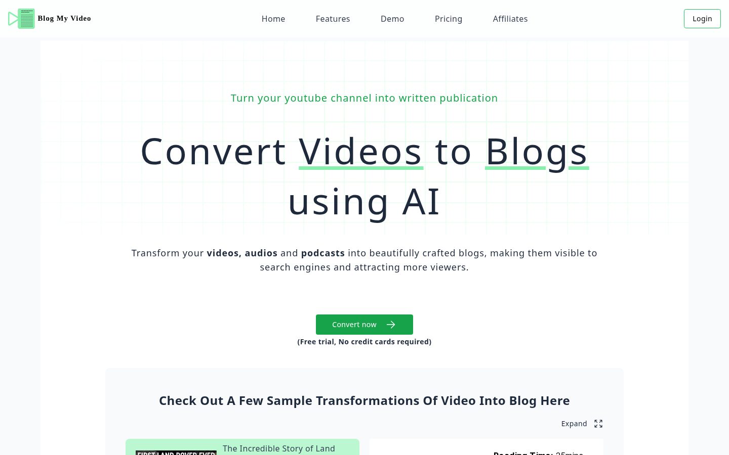 Blog my video Homepage