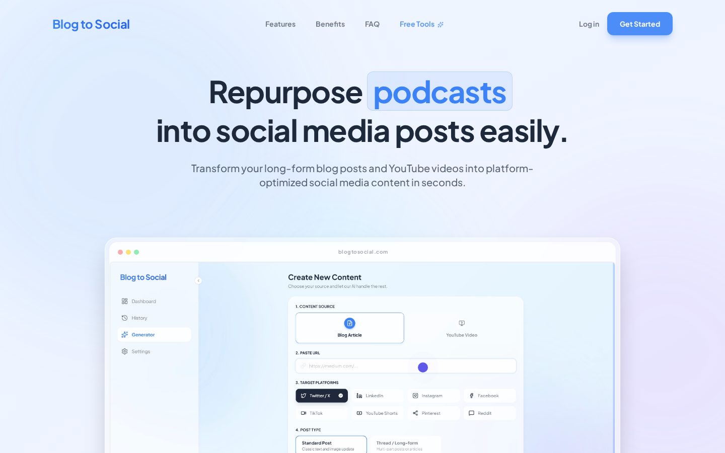 Blog to Social Homepage