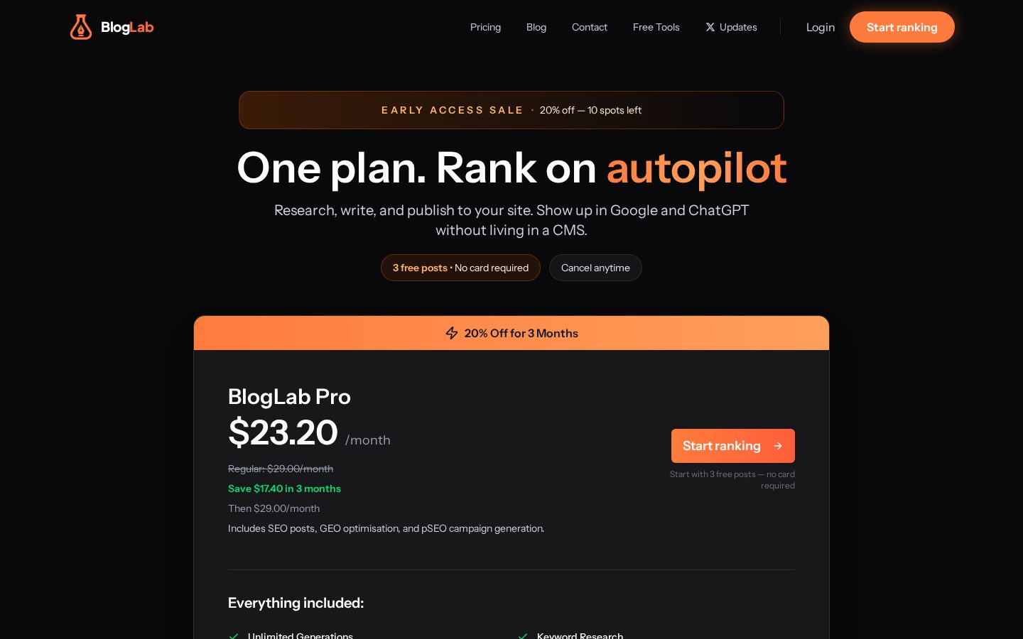 BlogLab Pricing