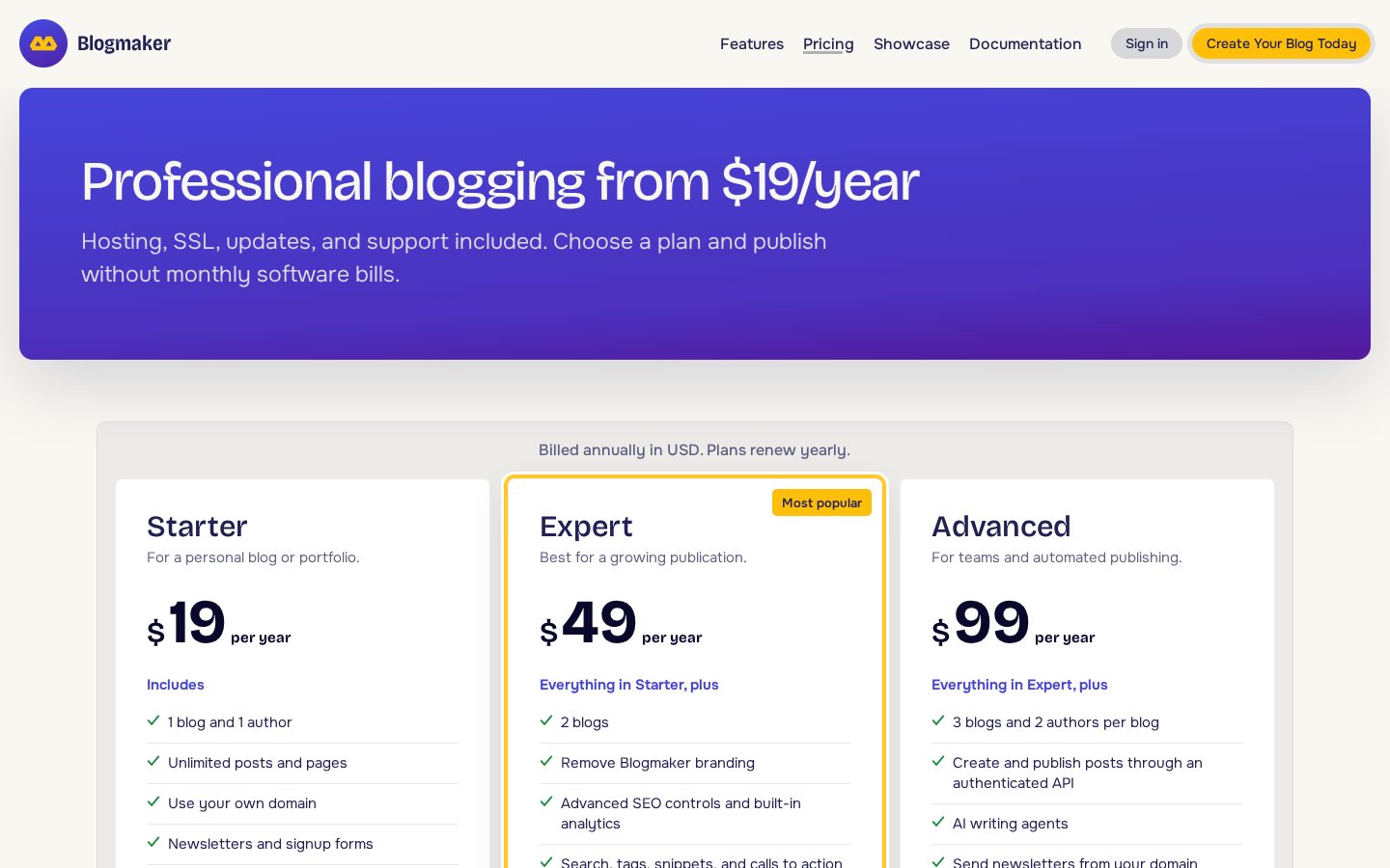 BlogMaker Pricing