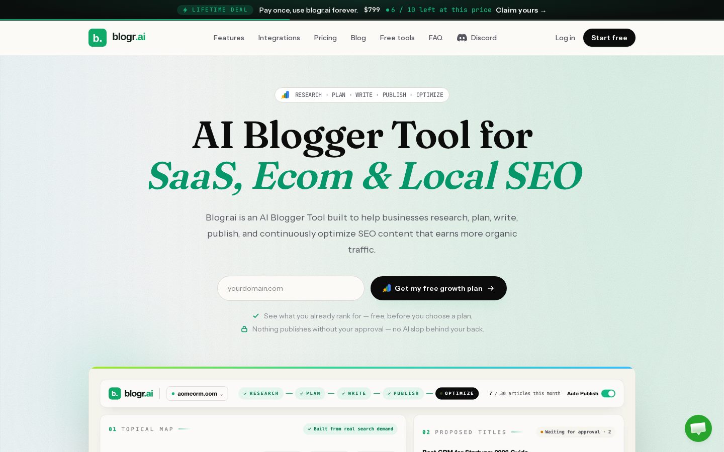 blogr.ai Homepage