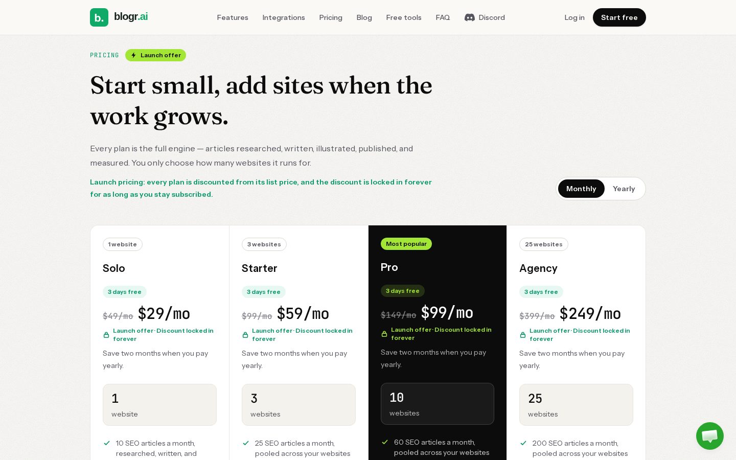 blogr.ai Pricing