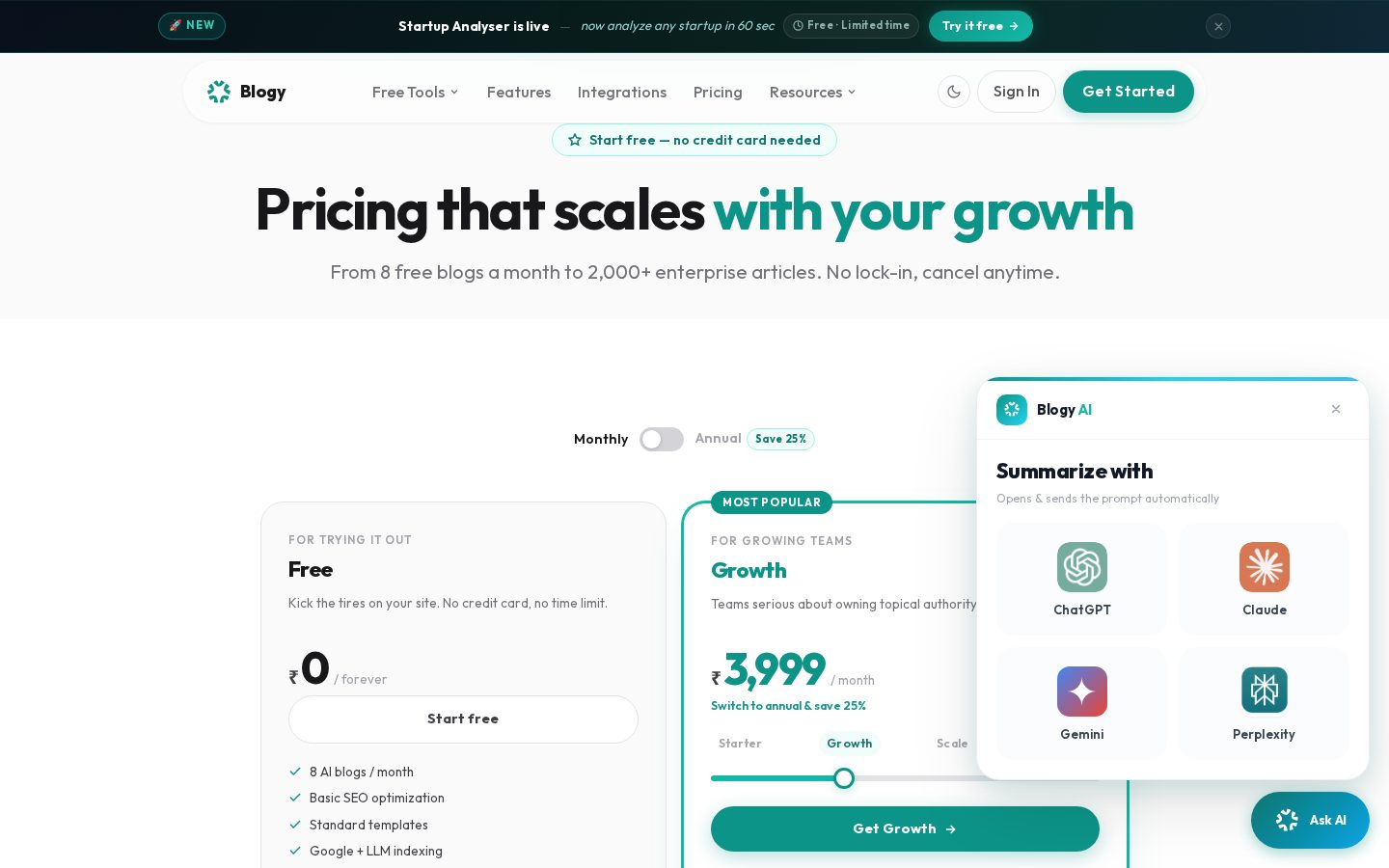 Blogy Pricing