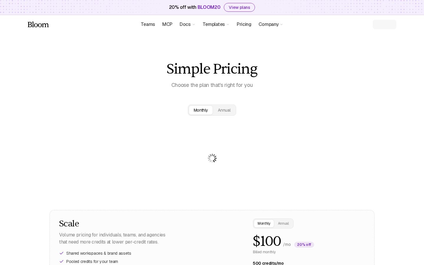 Bloom Pricing