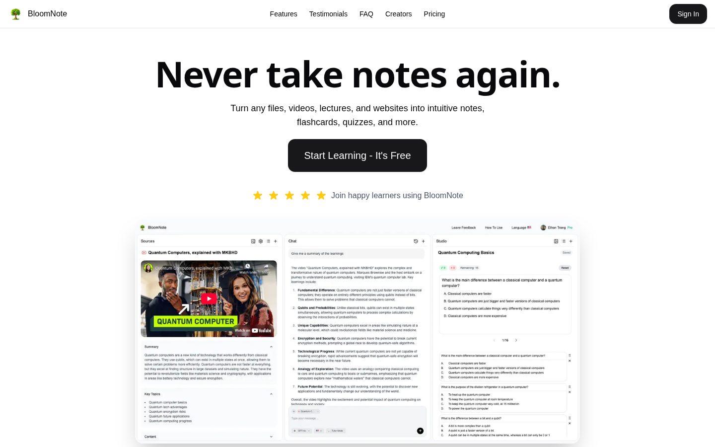 BloomNote Homepage