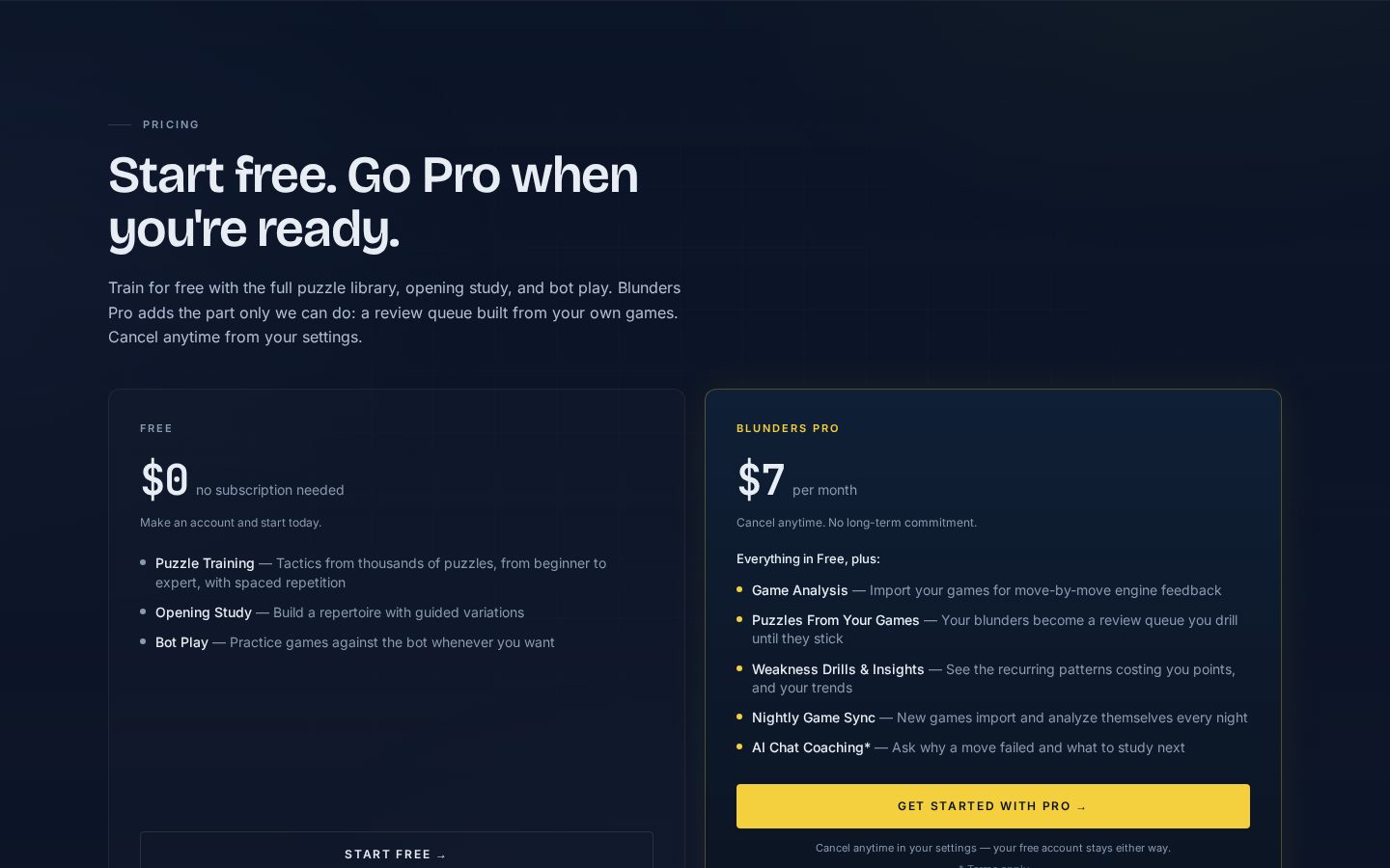 blunders.ai Pricing