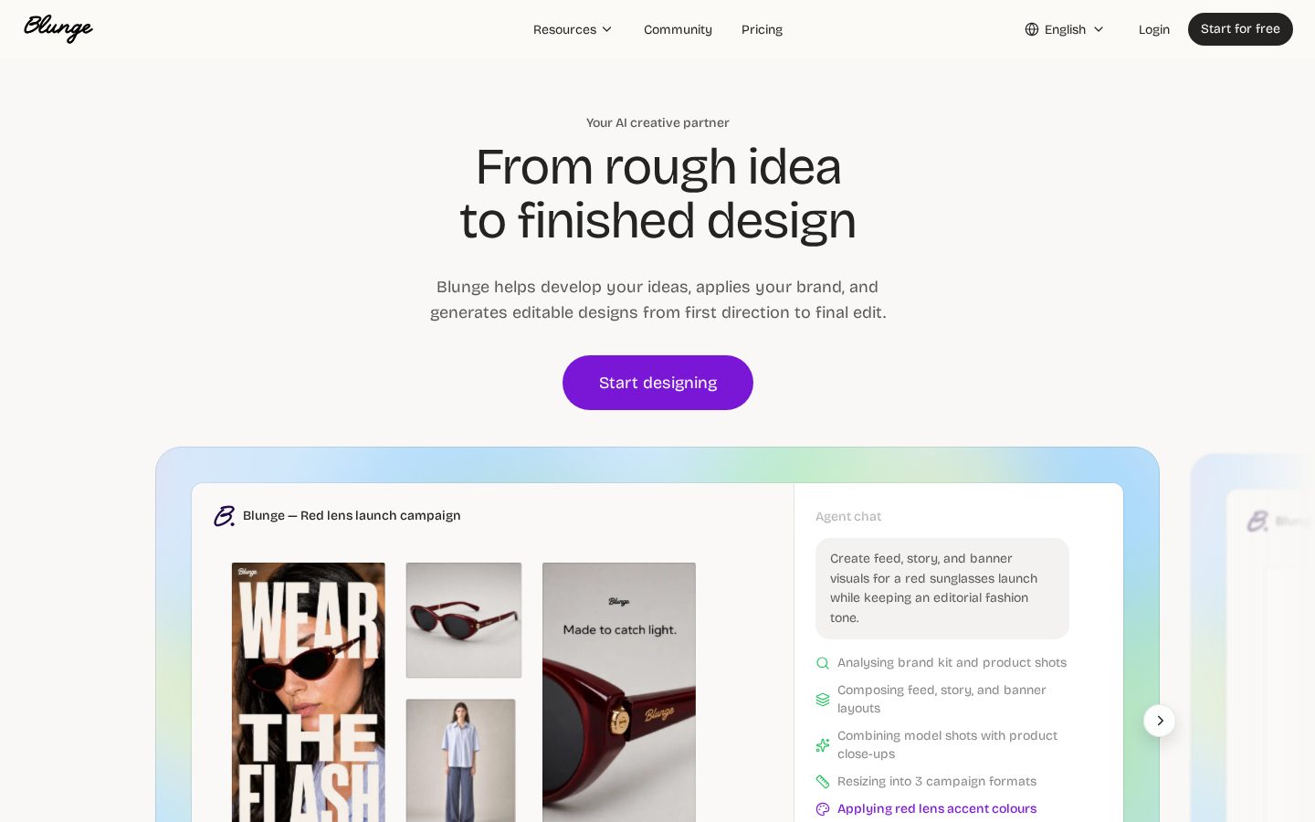 Blunge Homepage