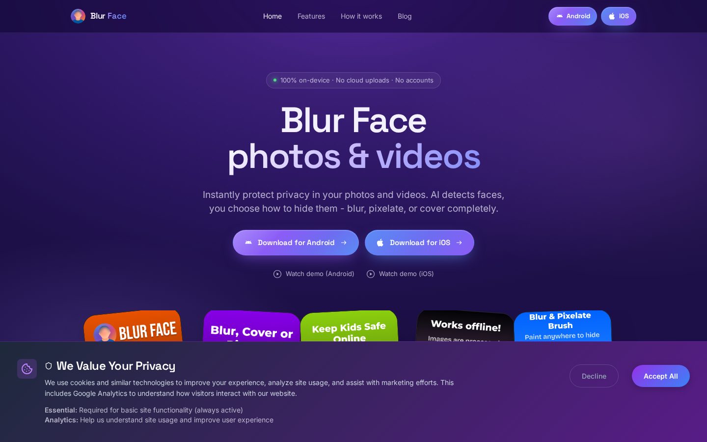 Blur Face - photo and video Homepage