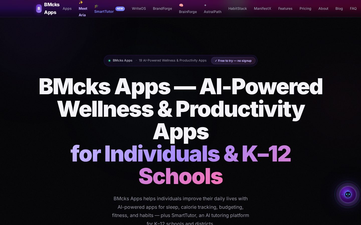 BMcks Apps Homepage