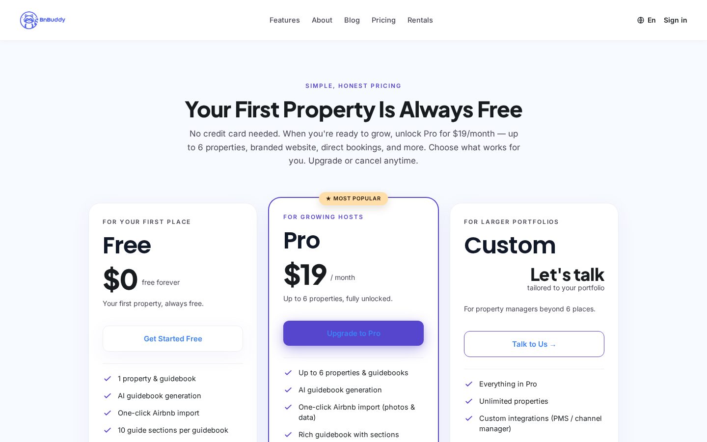 BnBuddy Pricing