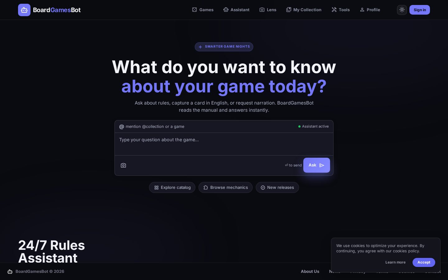 Board Games Bot Homepage