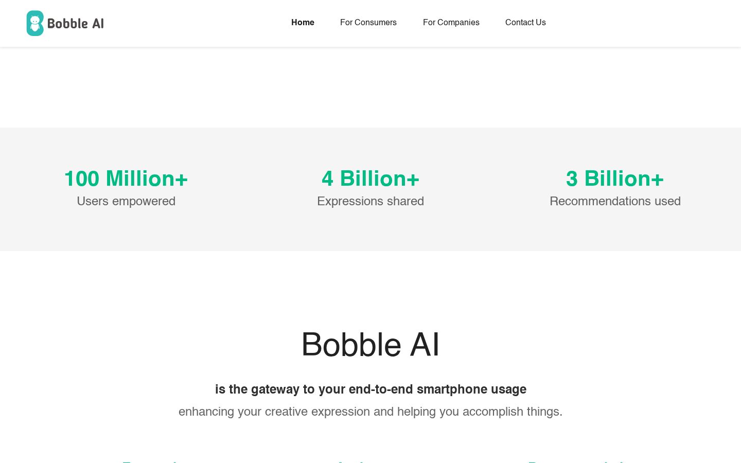 Bobble AI Homepage