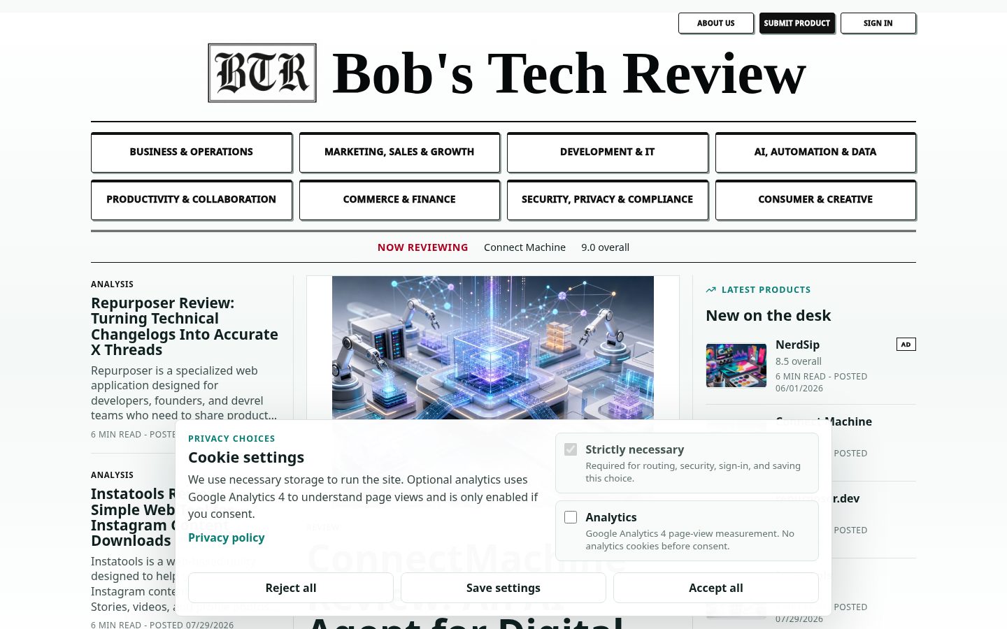 Bob's Tech Review Homepage