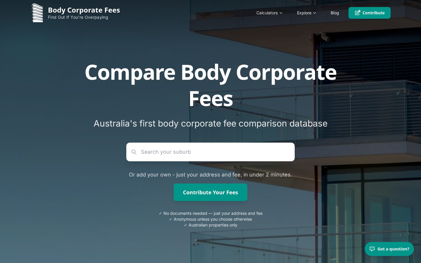 Body Corporate Fees Homepage