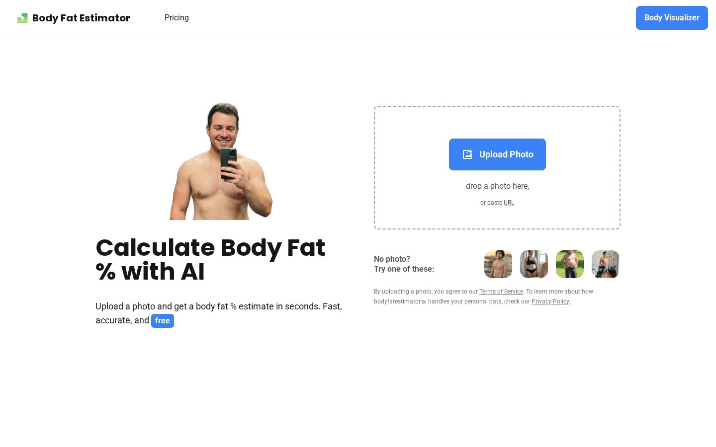 Body Fat Estimator Homepage