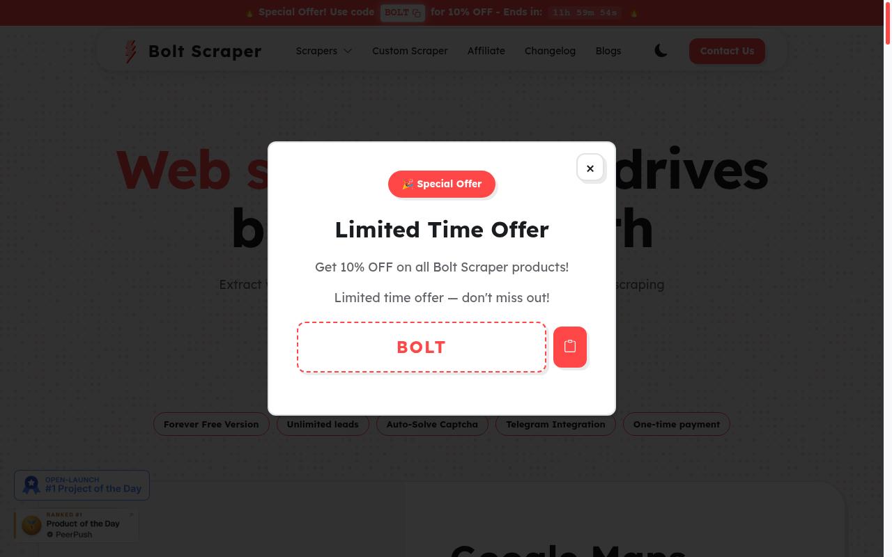Bolt Scraper Homepage