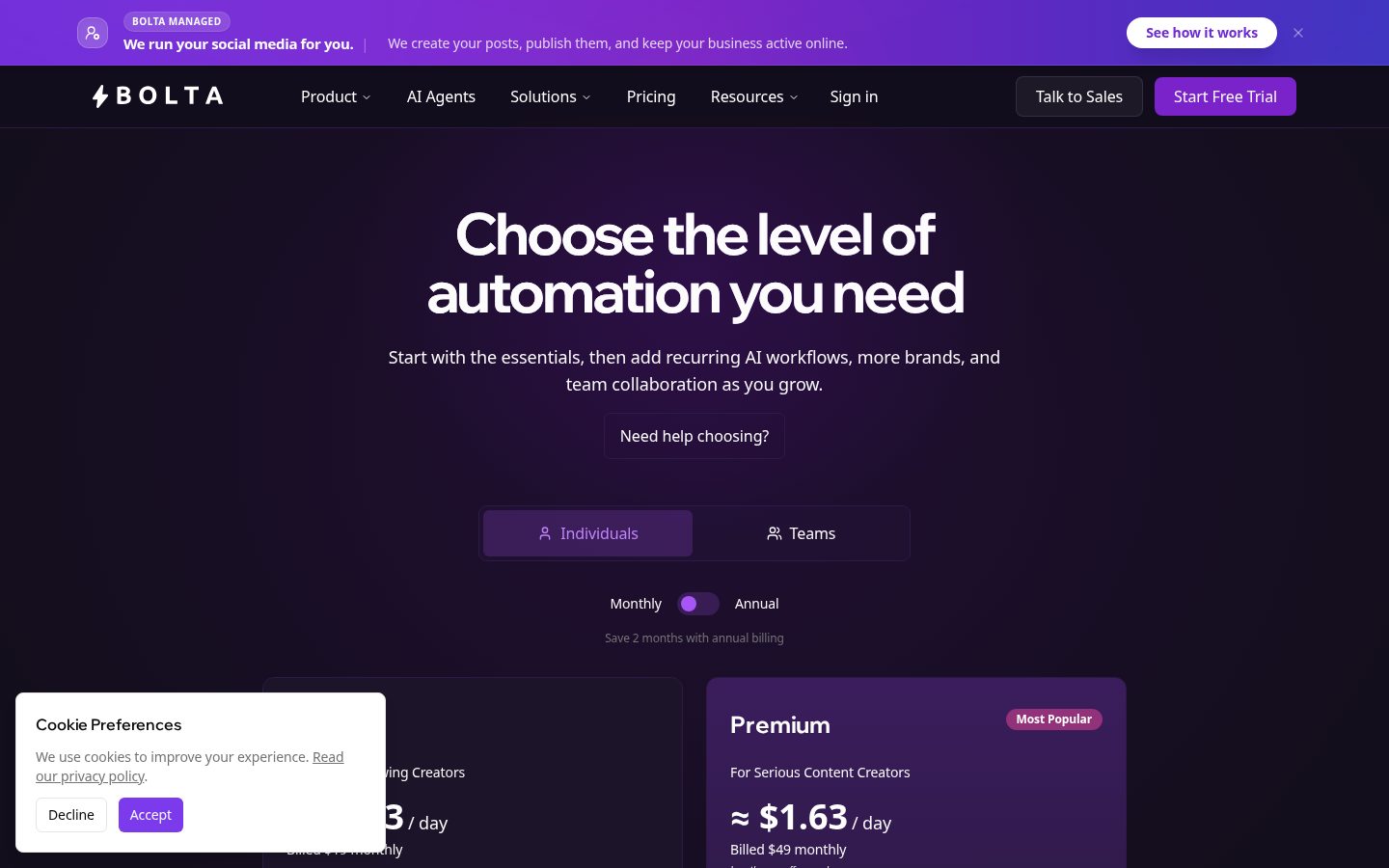 Bolta Pricing